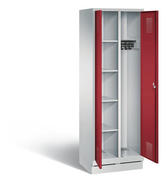 C+P reinigingsmiddelenkast Evolo, H1800xB610xD500mm, kleur: lichtgrijs/robijnrood, 48160-20 S10065