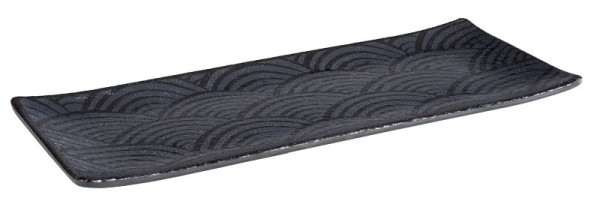 APS dienblad -DARK WAVE-, 29 x 12 cm, hoogte: 1,5 cm, melamine, binnenkant: decor, buitenkant: zwart, 84906