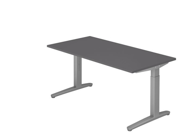 Hammerbacher bureau C-poot 160x80cm grafiet/zilver, rechthoekige vorm, VXB16/G/SS