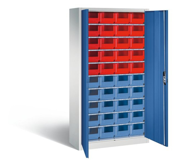 C+P tijdschriftenkast serie 13, H1980xB1000xD420mm, kleur: lichtgrijs / gentiaanblauw, verzonken handgreep, 133144-24 S10032