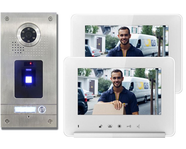 Anthell Electronics 1-serie vingerafdrukkleuren video-intercomset met beeldopslag, met 2x 7" monitor, CKZ1-690S1-2