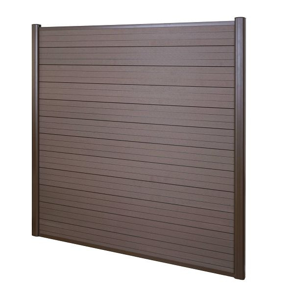 Mendler WPC inkijkscherm Sarthe, windscherm, aluminium paal, basiselement, 1.90m bruin, 54413+54414+54415