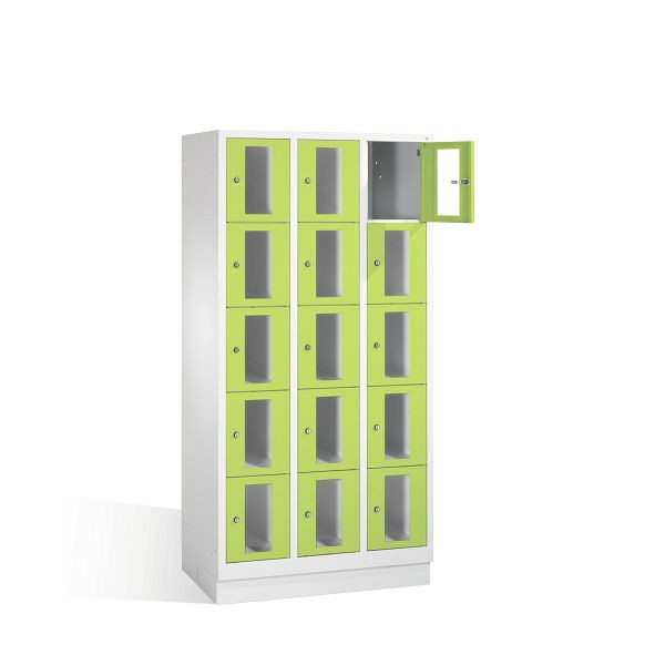 C+P lockerkast Classic, H1800xB900xD500mm, kleur: lichtgrijs / virid groen, 8020A305 S10007
