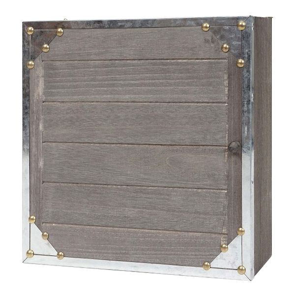 Mendler sleutelkist Virginia, sleutelkast houten kist, shabby look vintage 27x27x6cm, grijsbruin, 94470