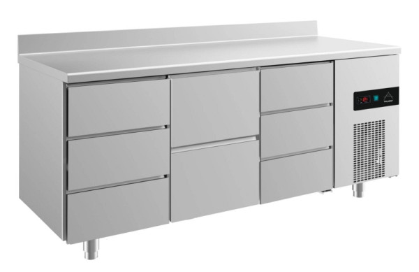 A&S Polarny koeltafel -2 tot +8°C met 1x twee laden in het midden en 2x drie laden, 1865 x 700 x 850 mm, met opstand, KT3DZDA
