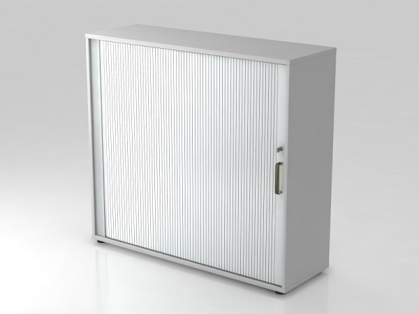 Hammerbacher horizontale rolluikkast, 3OH 120cm gestreepte handgreep grijs/zilver, 120x40x110 cm (BxDxH), V1733S/5/S/SG