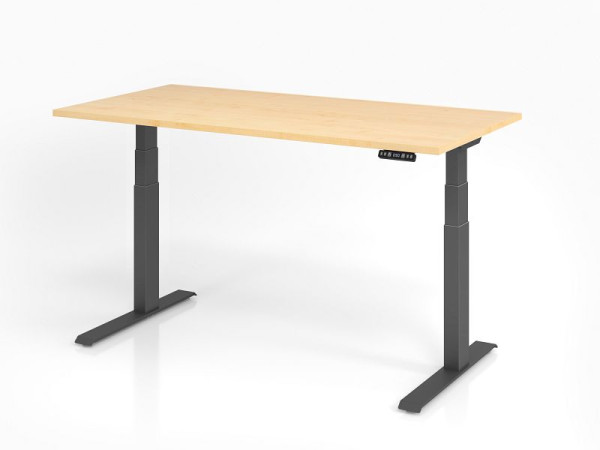 Hammerbacher bureau XDKB16, 160 x 80 cm, blad: esdoorn, 25 mm dik, ABS dikke rand, rechthoekige vorm, grafiet, VXDKB16/3/G