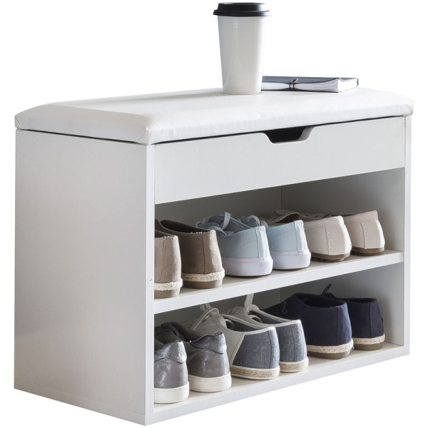 Wohnling Schoenenbank SOFIA met Zitting Wit Garderobebank Hout 60 x 40 x 30 cm, WL5.261