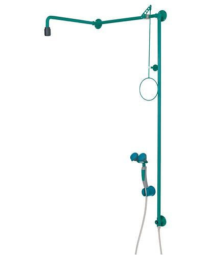 B-SAFETY lichaamsdouche met handoogdouche met 2 douchekoppen, groen, bovendeurmontage BR 874085/75 l, 305310
