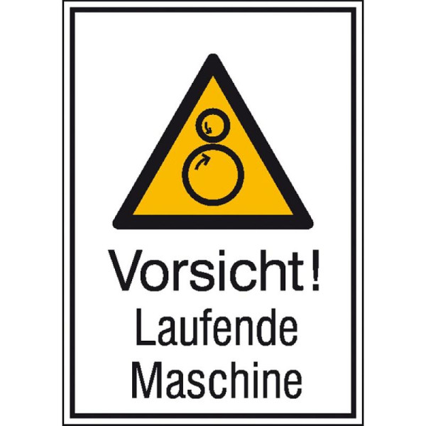 Steen HGS combinatiebord met waarschuwingsbord en extra tekst Let op! Loopmachine, 131 x 185 mm / folie, zelfklevend, 21.0766