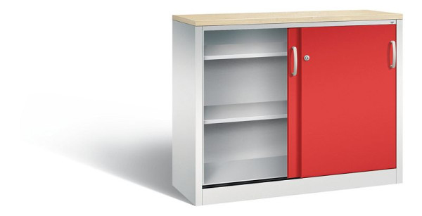 C+P dressoir met schuifdeuren Acurado, H1000xB1200xD400mm, kleur: lichtgrijs / vuurrood, beugelgreep, 2046-00 S10266