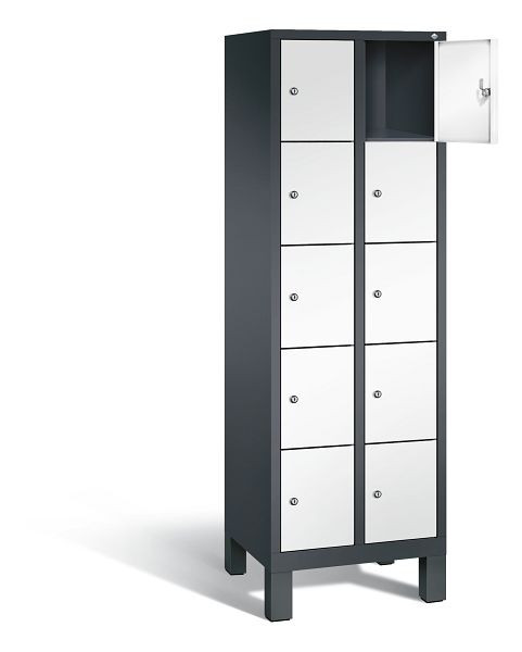C+P lockerkast Evolo, H1850xB610xD500mm, kleur: zwartgrijs / verkeerswit, 48010-205 S10113