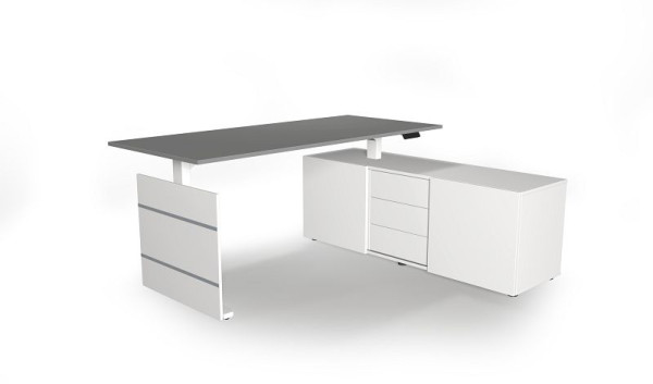 Kerkmann complete werkplek Move 3 elektrisch in hoogte verstelbaar, B x 1800 x D 800 x H 740 mm, kleur: wit/grafiet, 10384612