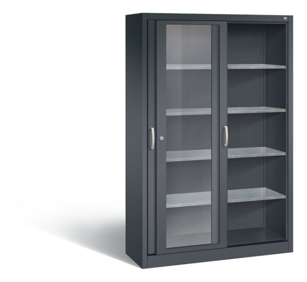 C+P schuifdeurkast Acurado, H1950xB1200xD400mm, kleur: zwart-grijs, beugelgreep, 2049-055 S10031
