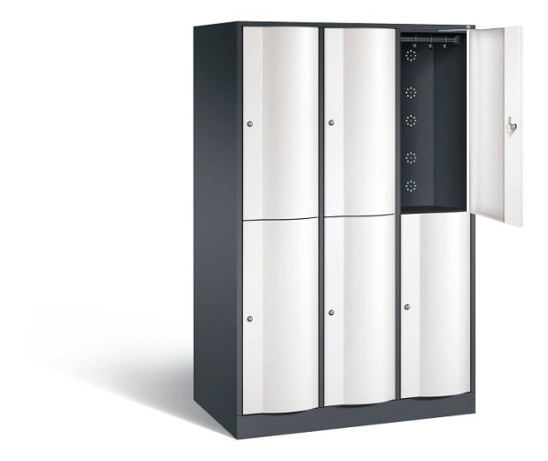 C+P locker dubbeldekker XL Resisto, H1950xB1148xD640mm, kleur: zwartgrijs / verkeerswit, 8270-373 S10105