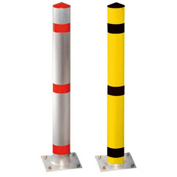 Stone HGS afzetpaal -Acero-, voor inzetting in beton, naturel met 3 rode reflectiebanden, paal: Ø 102 mm, 19810