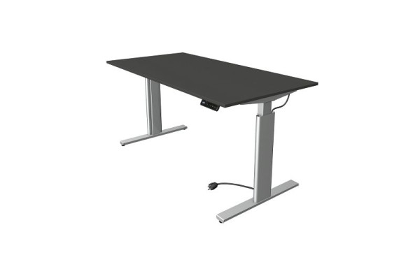 Kerkmann zit/sta tafel Move 3 zilver, B 1600 x D 800 mm, elektrisch in hoogte verstelbaar van 720-1200 mm, antraciet, 10232913