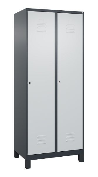 C+P luierkluis Classic PLUS met middenwand, voeten, 2 vakken, 1950x800x500mm, 7016/7035, cilindersloten, 080010-22F S10004