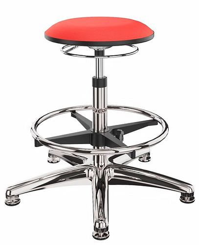 Dauphin werkkruk rood gestoffeerd, aluminium onderstel, vloerglijders, voetring, 266968