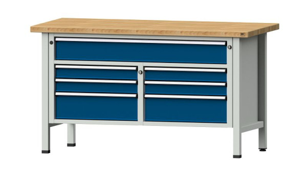 ANKE werkbanken kistwerkbank, model 258 V, 1500 x 700 x 840 mm, RAL 7035/5010, BMP 40 mm, 304.128