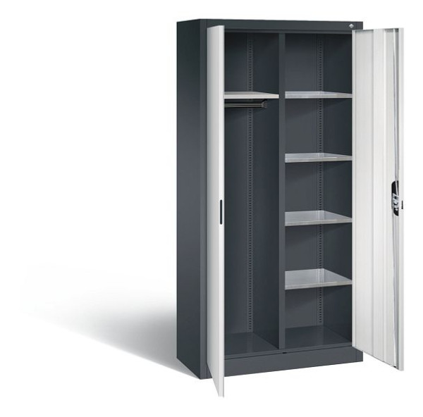 C+P archief-/garderobekast Acurado, H1950xW930xD400mm, kleur: zwartgrijs/lichtgrijs, verzonken handgreep, 8920-312 S10187