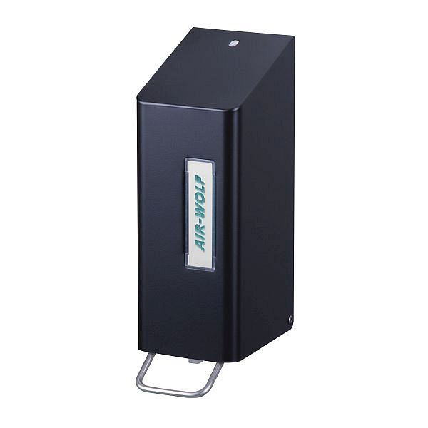 Air Wolf zeep- en desinfectiemiddeldispenser, Omega-serie, H x B x D: 288 x 97 x 142 mm, mat zwart gecoat roestvrij staal, 29-501