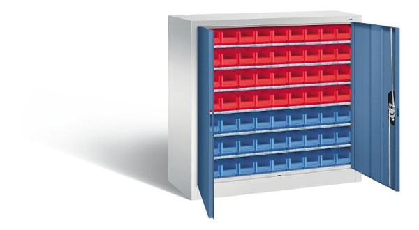 C+P tijdschriftenkast serie 13, H1000xB1000xD420mm, kleur: lichtgrijs / verre blauw, 133944-24 S10012