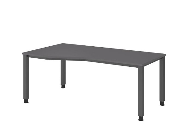 Hammerbacher bureau 4-poots vierkant 180x100/80cm grafiet, vrije vorm, links of rechts te monteren, werkhoogte 68-83,5 cm, VQS18/G/G