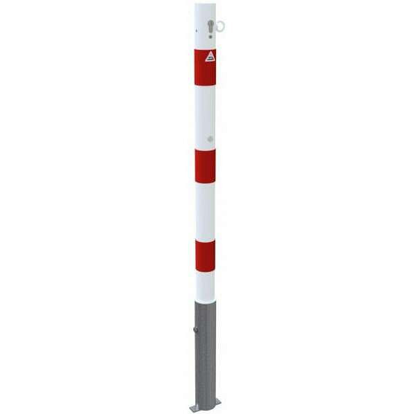Schake afzetpaal type 460ZB+1 -afneembaar-, Ø 60mm, met profielcilinder, wit/rood, met 1 oog, 460ZB+1