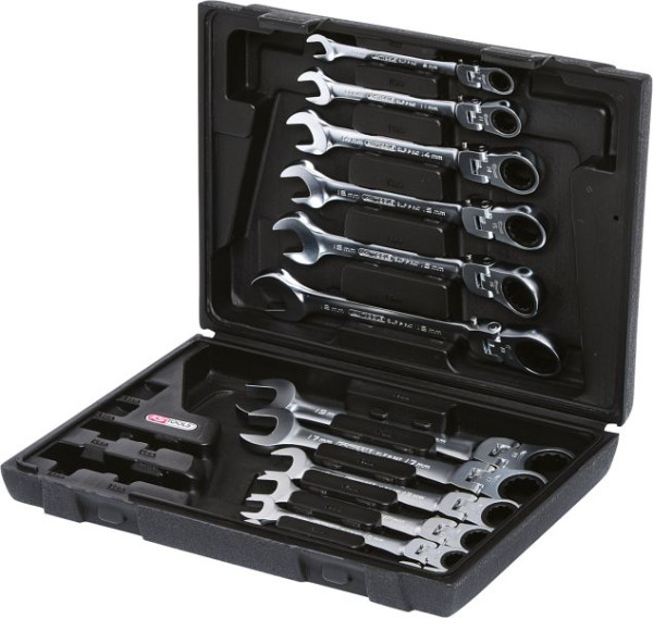 KS Tools GEARplus scharnierratel-ringsleutelset, 12-delig, afsluitbaar, 503.4865