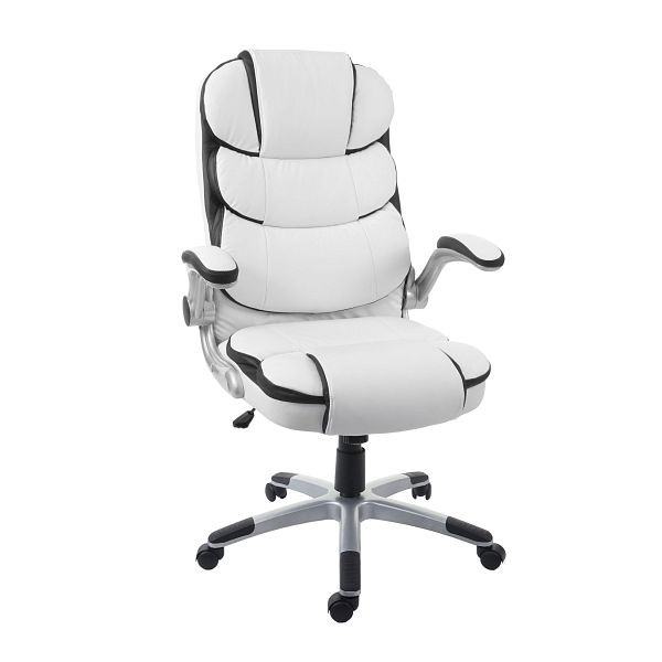 Mendler HWC-F80 bureaustoel, bureaustoel, directiestoel, bureaustoel, imitatieleer, wit, 70508
