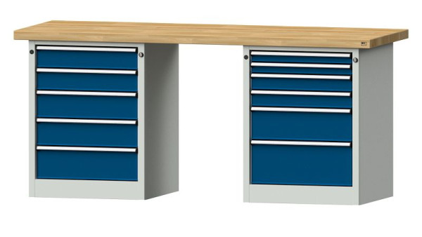 ANKE werkbanken combinatie werkbank, model 841 V, 2000 x 700 x 900 mm, RAL 7035/5010, BMP 50 mm, 415.115