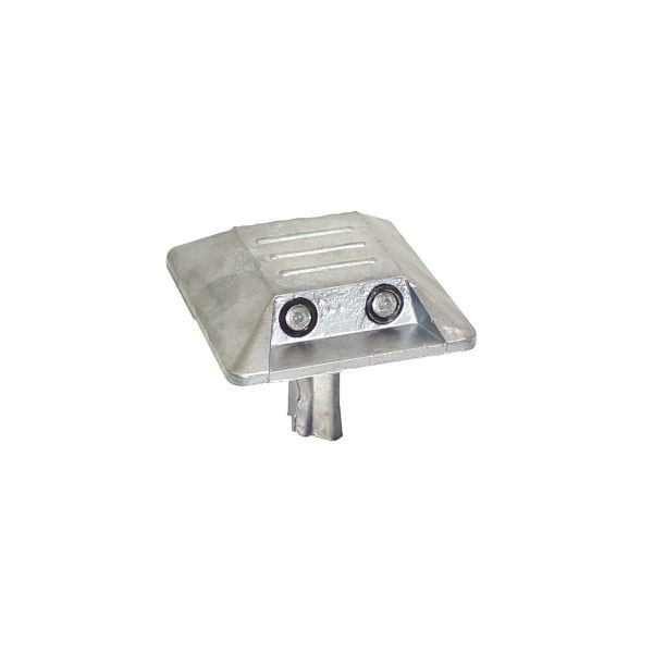 Schake aluminium markeernagel, 100 x 100 mm, met schacht om in te steken, met twee reflexlenzen aan beide zijden, 39127