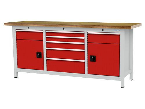 Bedrunka+Hirth boxwerkbank, R 18-16 en R 24-16, aantal lades: 7, afmetingen: 2000 x 600 x 859 mm, draagvermogen lade(s): 50 kg, 03T520H60550