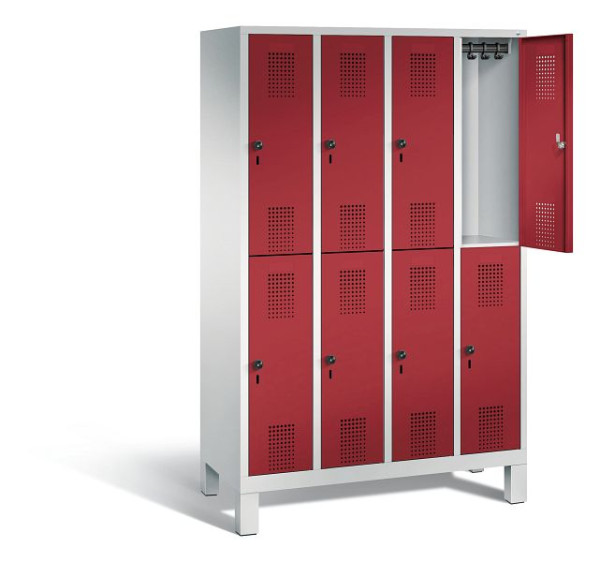 C+P locker dubbeldekker Evolo, H1850xW1190xD500mm, kleur: lichtgrijs/robijnrood, 48310-40 S10200