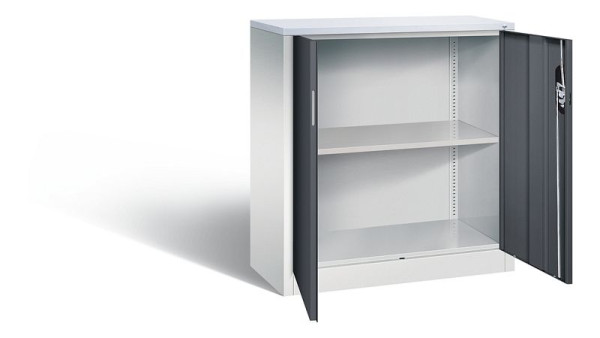 C+P kantoorkast Acurado, H1000xB930xD400mm, kleur: lichtgrijs/zwartgrijs, verzonken handgreep, 2 niveaus, 9266-1200 S10312