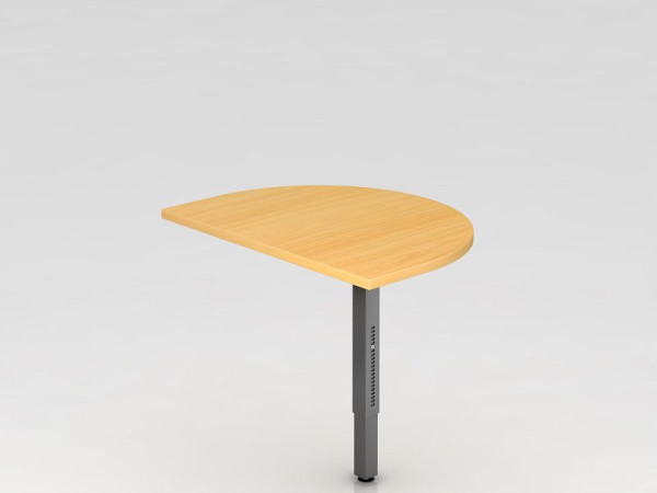 Hammerbacher aanschuiftafel met steunpoot, vierkant, 60x80cm beuken/grafiet, afgerond voor bevestiging aan een bureau, VRA60/6/G