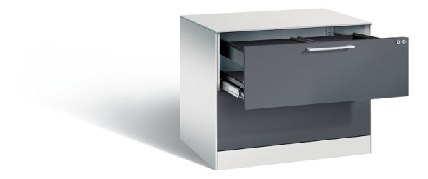 C+P hangarchiefkast Asisto, H710xB800xD600mm, kleur: lichtgrijs/zwartgrijs, beugelgreep, 146273-212 S10078