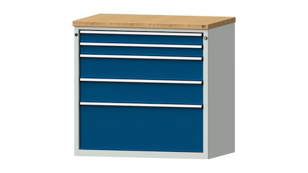 ANKE werkbanken ladekast, model 3009 V, 1065 x 700 x 1020 mm, RAL 7035/5010, BMP 40 mm, 611.417
