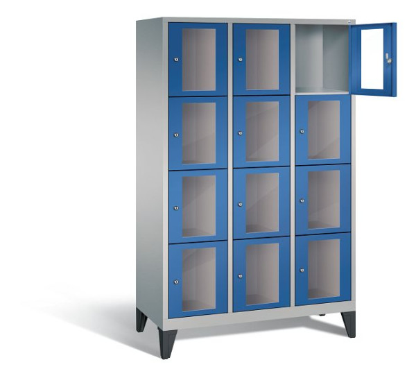 C+P lockerkast Classic, H1850xB1200xD500mm, kleur: wit aluminium / gentiaanblauw, 8010A324 S10013
