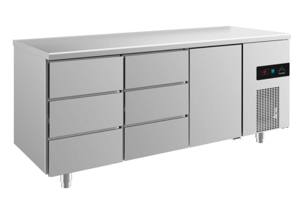 A&S Polarny koeltafel -2 tot +8°C met 1x deur rechts en 2x drie laden, 1865 x 700 x 850 mm, KT3DDT