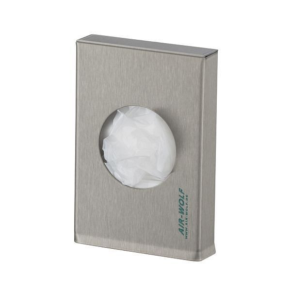Air Wolf hygiënezakjesdispenser, Omega-serie, H x B x D: 145 x 93 x 24 mm, gecoat roestvrij staal, 29-055