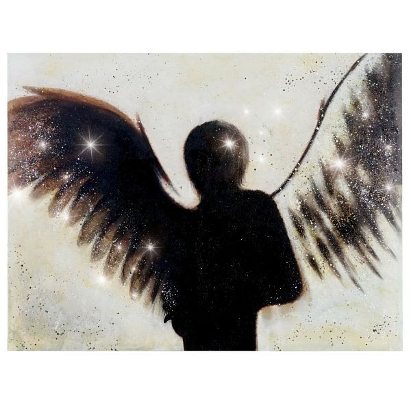 Mendler olieverfschilderij engel, 100% handgeschilderde muurschildering XL, 120x90cm, 44746