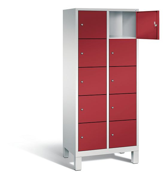 C+P lockerkast Evolo, H1850xW810xD500mm, kleur: lichtgrijs/robijnrood, 48010-225 S10070