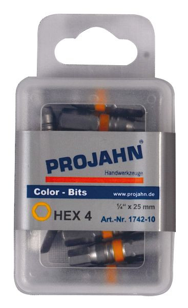 Projahn 1/4" gemarkeerde bit L25 mm binnenzeskant 5mm pak van 10, 1743-10