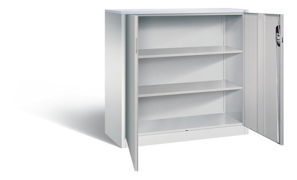 C+P kantoorkast Acurado, H1200xB1200xD500mm, kleur: lichtgrijs/wit aluminium, verzonken handgreep, 3 niveaus, 9487-1200 S10196