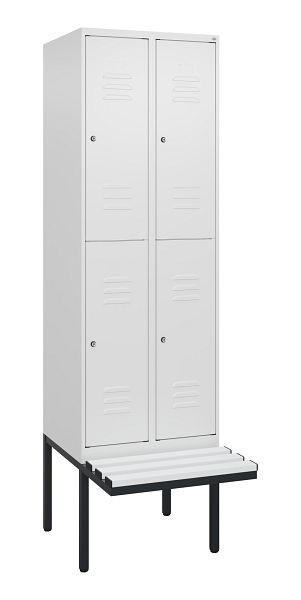 C+P dubbeldekskast Classic PLUS, 2 compartimenten, 2120x600x815mm, 9016/9016, cilindersloten, zwevende zitting, 0803407-20 S10029