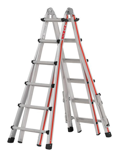 HYMER telescoopladder, 4x6 sporten, lengte enkele ladder 3,46 - 6,26 m, stahoogte (trapladder): 2,35 m, stahoogte (trapladder): 5,2 m, 414224