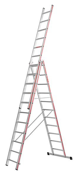 HYMER multifunctionele ladder, driedelig, 3x11 sporten, lengte ingeschoven 3,19 m / uitgeschoven 7,67 m, 404733