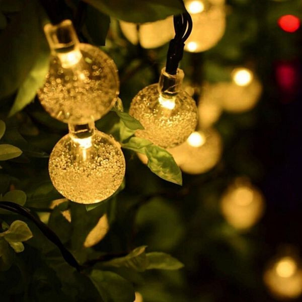 Salcar Solar Fairy Lights Outdoor LED Ball Fairy Lights Waterdicht met lichtsensor Kerstverlichting LED-zonneverlichting - Warm Wit, 20130812